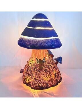 Vintage Fiber Optic F/X Magical Mushroom With Fantasy Fairy Lamp Night Light